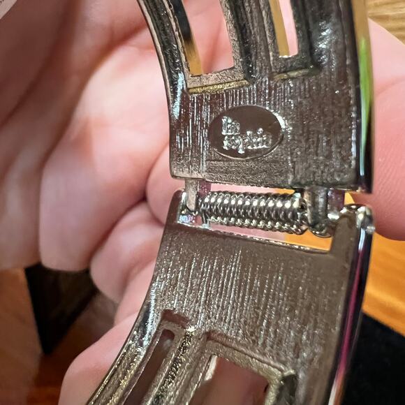 Lia Sophia Hinged Cuff Bangle Bracelet Silver Tone Geometric Chunky NEW NWT - Picture 6 of 9